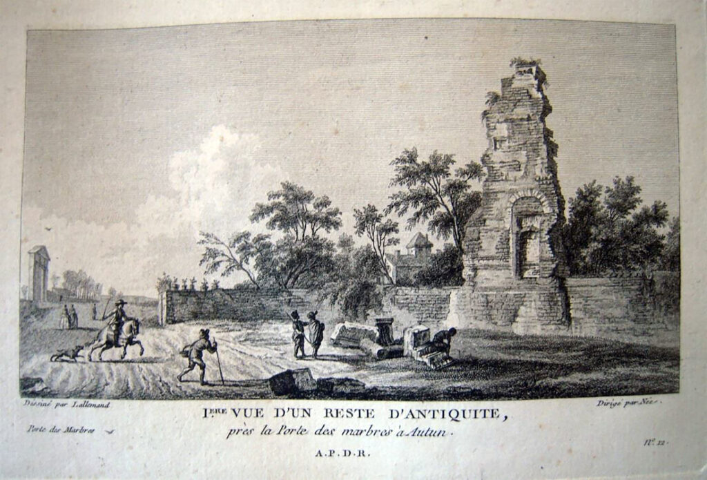 Première vue d'un reste d'antiquité près de la Porte des marbres à Autun