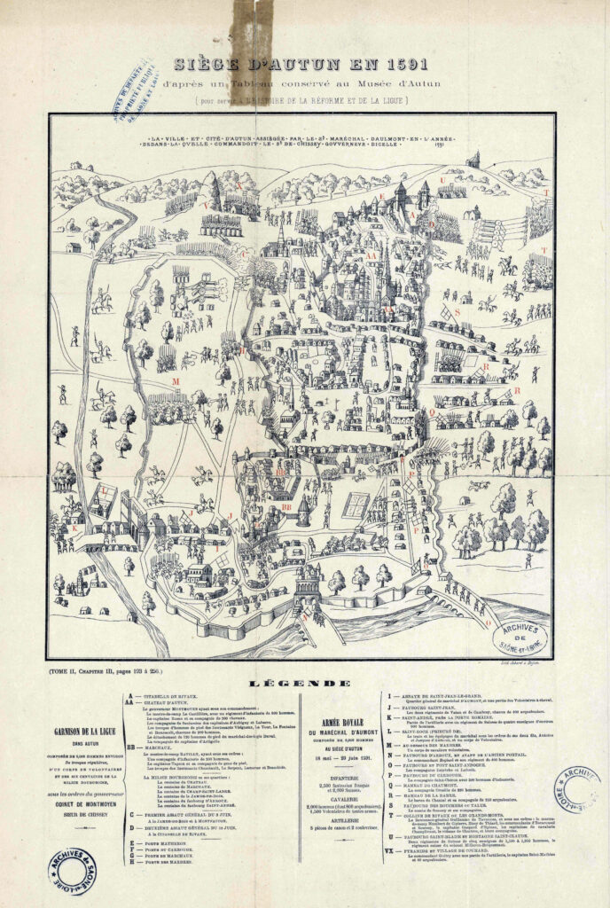 Siège d'Autun en 1591 d'après un tableau conservé au musée d'Autun (pour servir à l'histoire de la réforme et de la ligue.